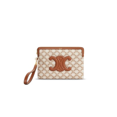 CELINE SMALL POUCH WITH STRAP CUIR TRIOMPHE 10J502FCU.01BC (25*17.5*1cm)